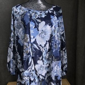 Floral Blue Blouse